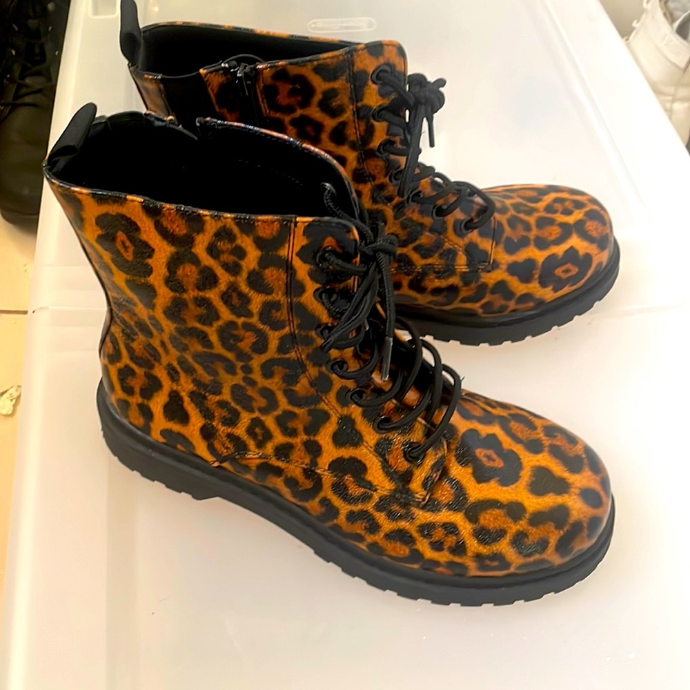 cheetah print combat boots